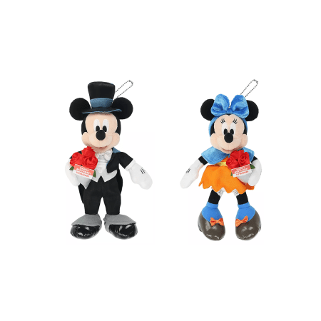 Park Mickey and Minnie Birthday Plush Keychains